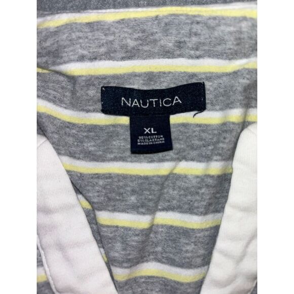 Nautica Tank Top Womens Size XL Multi Striped Cotton Sleeveless Logo V Neck Slit - Picture 3 of 6